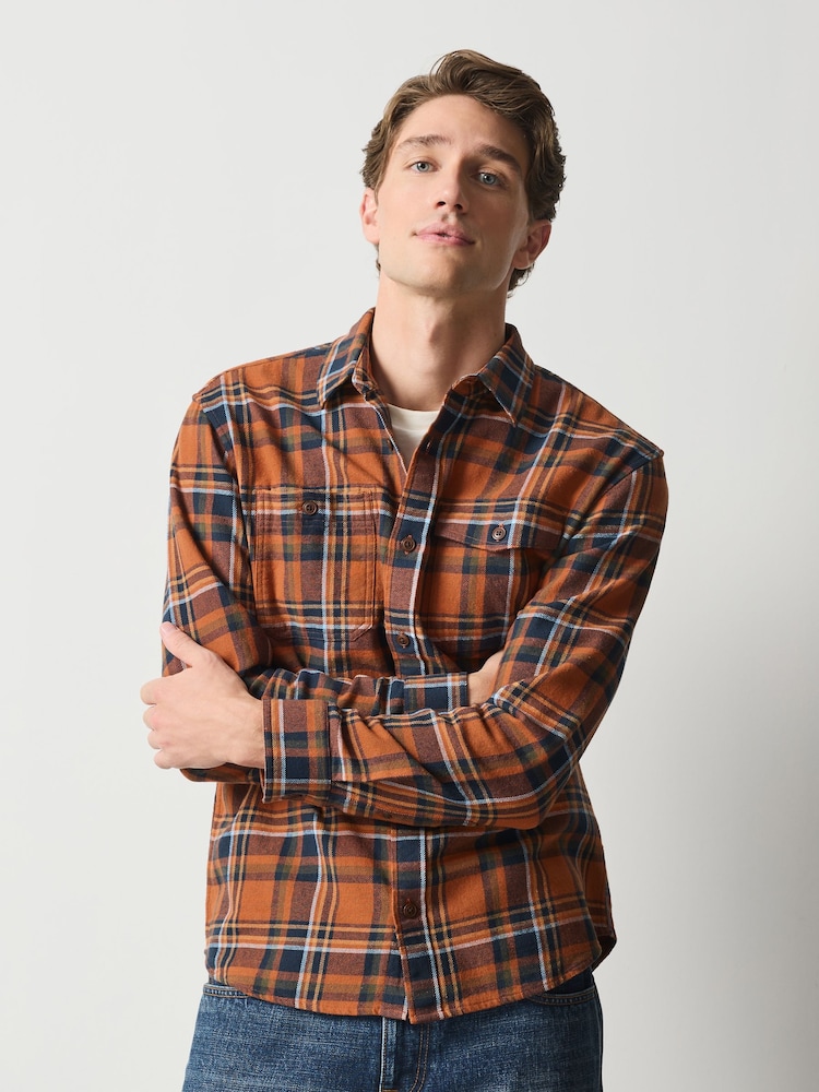 Orange Check Long Sleeve Overshirt - Image 1 of 7