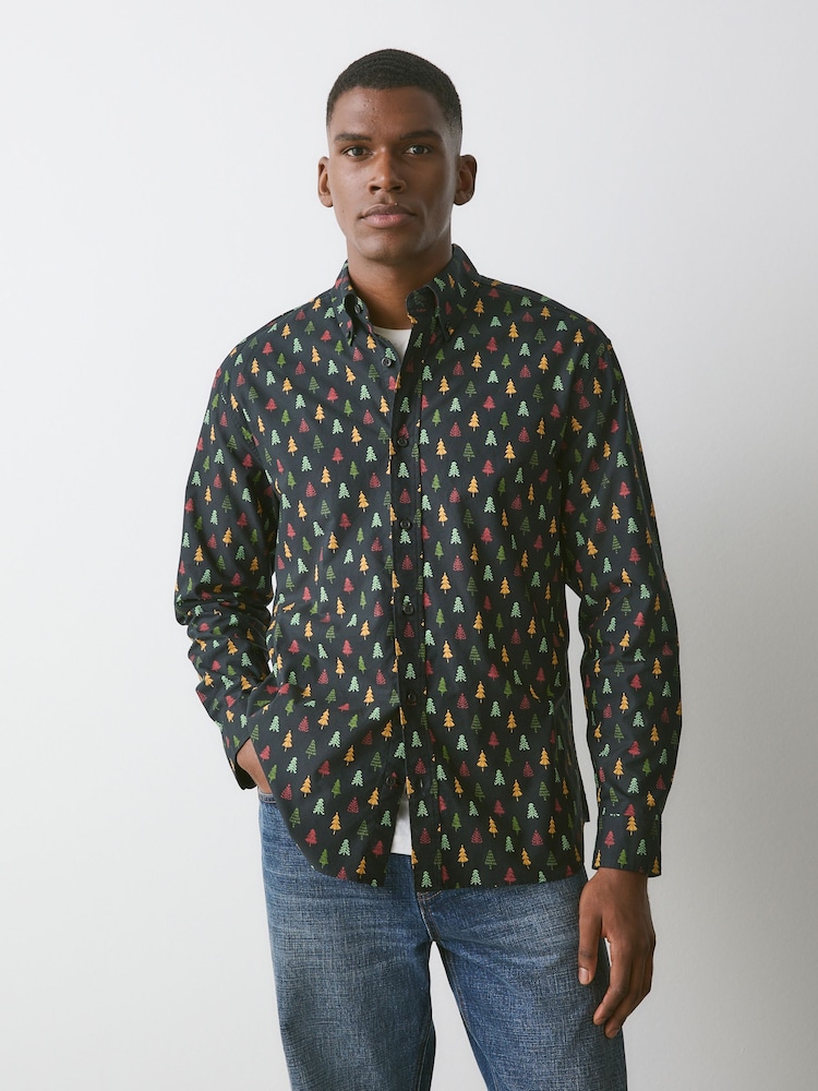 Schwarz Baum - Printed Christmas Shirt - Bild 2 von 8 Schwarz Baum - Printed Christmas Shirt - Bild 2 von 8