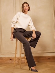 Love & Roses Chocolate Brown Wide Leg Trousers - Image 3 of 5