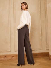 Love & Roses Chocolate Brown Petite Wide Leg Trousers - Image 5 of 5