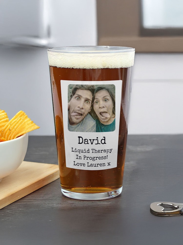 Personalised Photo Upload Polaroid Beer Glass by PMC - Image 1 of 3