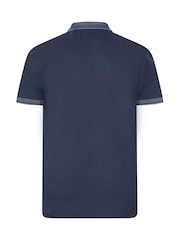 BadRhino Big & Tall Blue Jacquard Collar Polo Shirt - Image 6 of 6