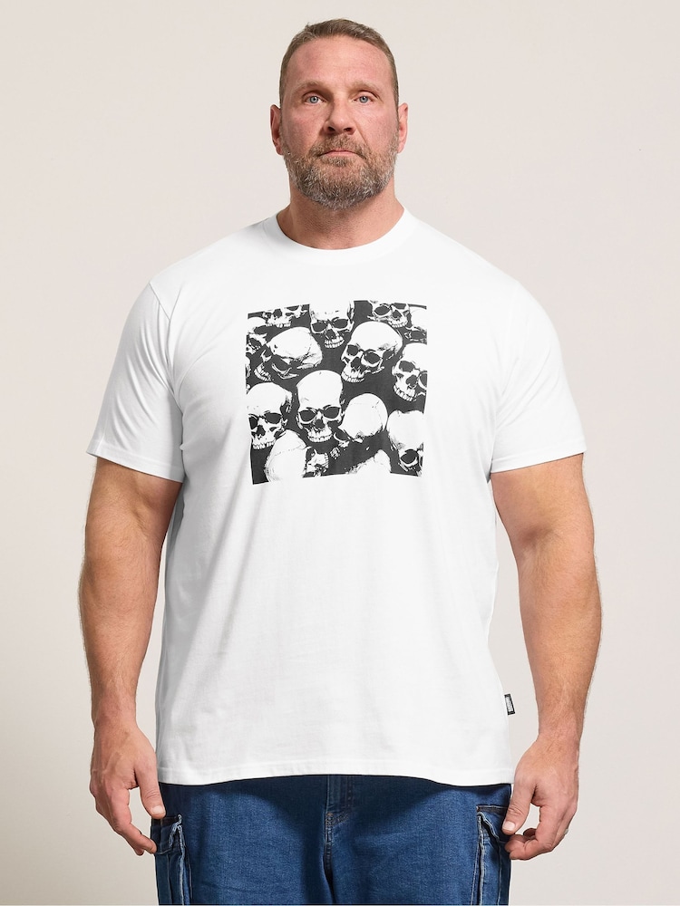 BadRhino Big & Tall White Skull Square T-Shirt - Image 1 of 6