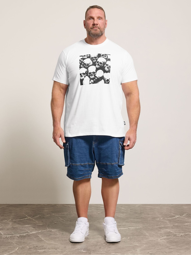 BadRhino Big & Tall White Skull Square T-Shirt - Image 2 of 6