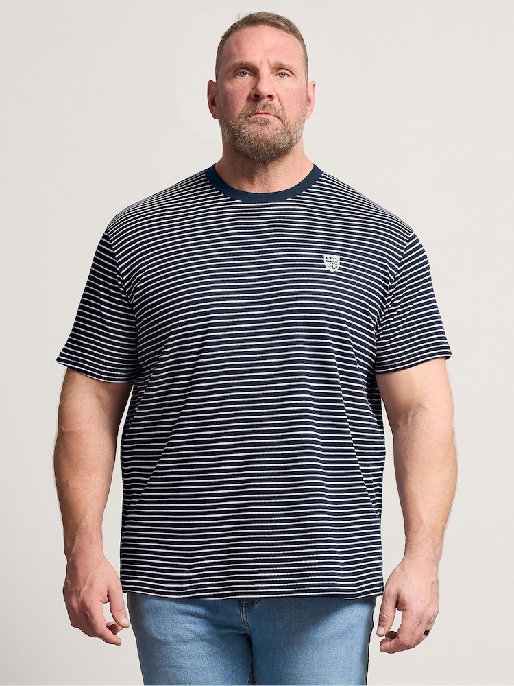 BadRhino Big & Tall Blue Pique Stripe T-Shirt - Image 1 of 5