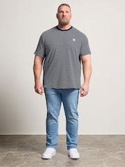 BadRhino Big & Tall Blue Pique Stripe T-Shirt - Image 2 of 5