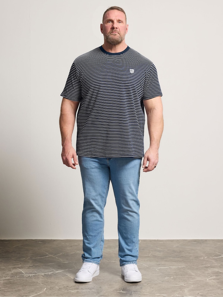 BadRhino Big & Tall Blue Pique Stripe T-Shirt - Image 2 of 5