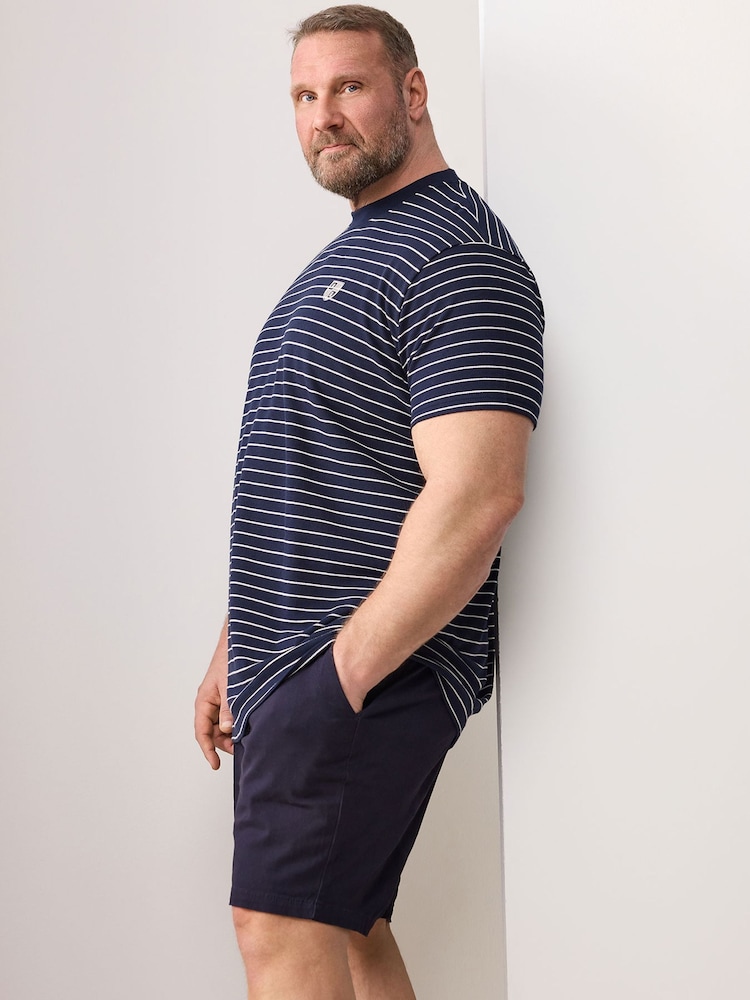 BadRhino Big & Tall Blue Pique Stripe T-Shirt - Image 5 of 5