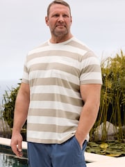 Naturlig - Regelbunden - BadRhino Big & Tall Cashew Randig T-shirt - Bild 1 av 5