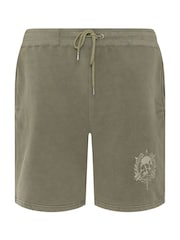 BadRhino Big & Tall Green Skull Print Shorts - Image 5 of 6