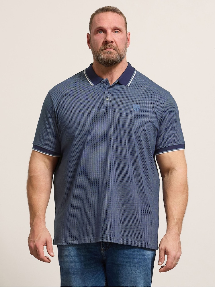 BadRhino Big & Tall Blue Waffle Texture Polo Shirt - Image 1 of 6