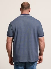 BadRhino Big & Tall Blue Waffle Texture Polo Shirt - Image 2 of 6
