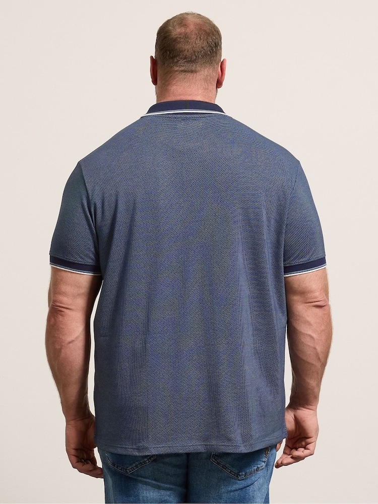 BadRhino Big & Tall Blue Waffle Texture Polo Shirt - Image 2 of 6