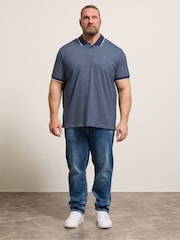 BadRhino Big & Tall Blue Waffle Texture Polo Shirt - Image 3 of 6