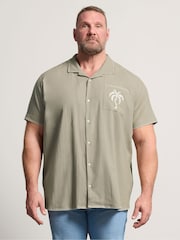 BadRhino Big & Tall Brown Heavyweight Palm Embroidered Shirt - Image 1 of 4