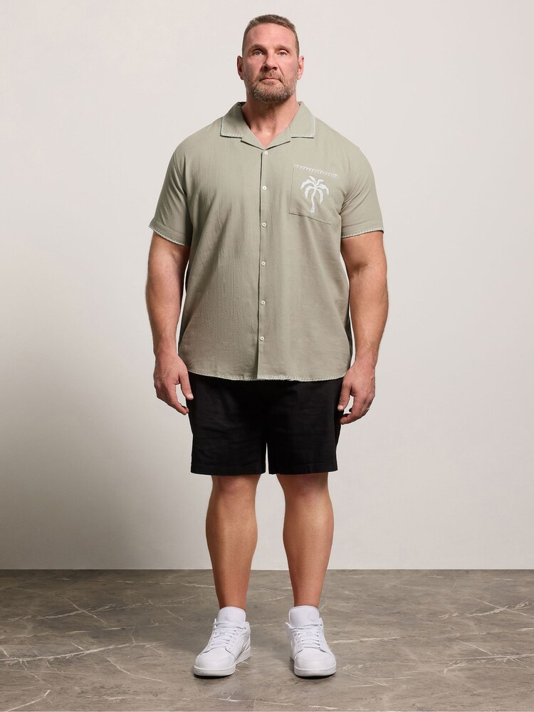 BadRhino Big & Tall Brown Heavyweight Palm Embroidered Shirt - Image 2 of 4