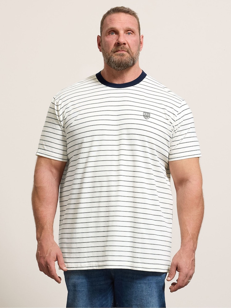 BadRhino Big & Tall Natural Long Pique Stripe T-Shirt - Image 1 of 6