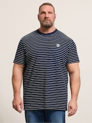 BadRhino Big & Tall Blue Long Pique Stripe T-Shirt - Image 1 of 4