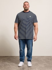 BadRhino Big & Tall Blue Long Pique Stripe T-Shirt - Image 2 of 4