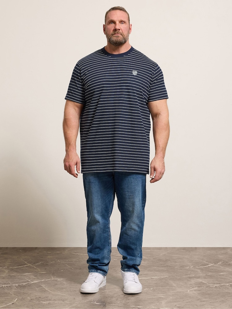 BadRhino Big & Tall Blue Long Pique Stripe T-Shirt - Image 2 of 4