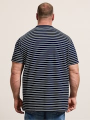 BadRhino Big & Tall Blue Long Pique Stripe T-Shirt - Image 3 of 4