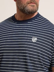 BadRhino Big & Tall Blue Long Pique Stripe T-Shirt - Image 4 of 4