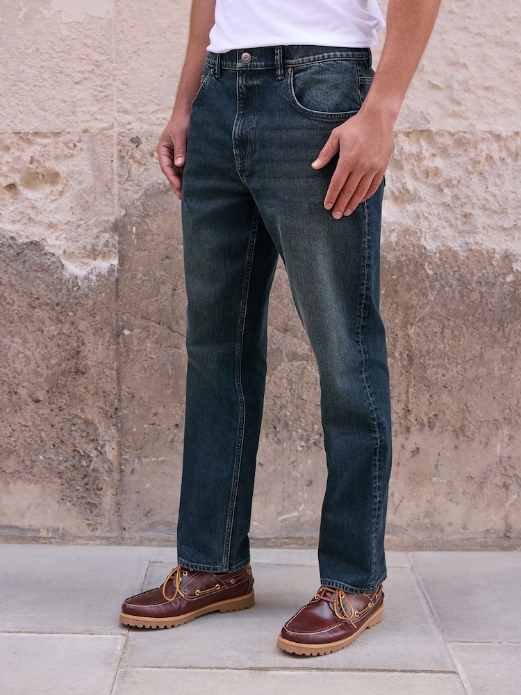 Dark Blue Straight Fit Jeans - Image 2 of 6 Dark Blue Straight Fit Jeans - Image 2 of 6