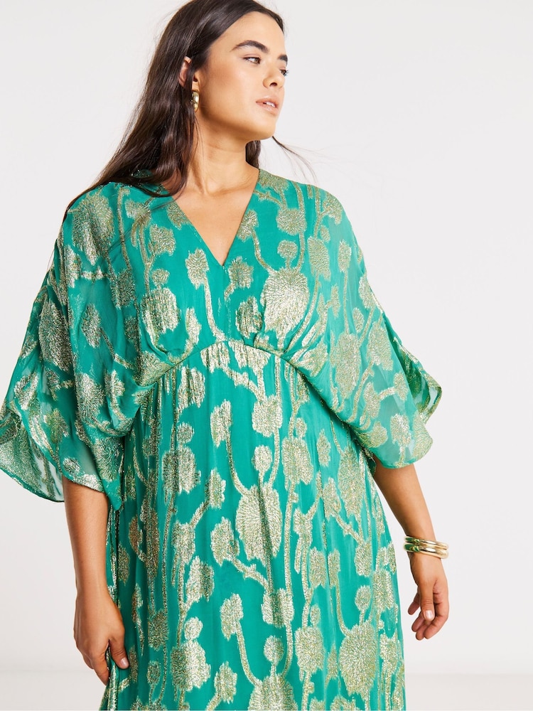 Joanna Hope Metallic Jaquard Tea Dress - 4şəkildən 4 şəkil