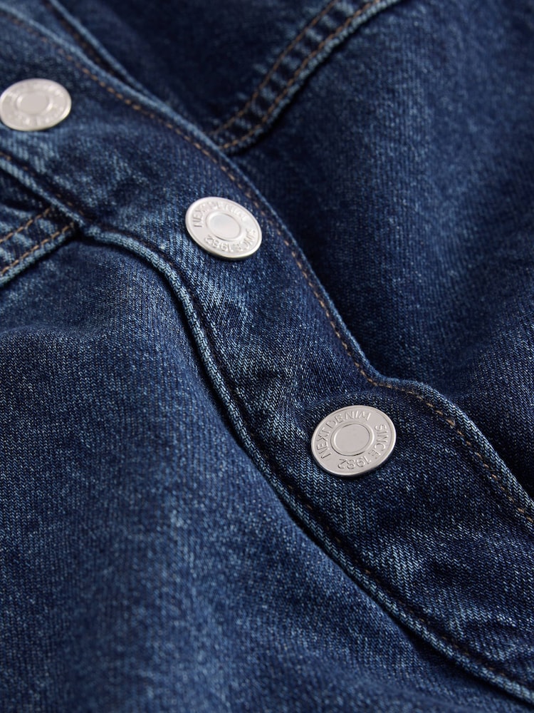 Dark Blue Long Sleeve Midi Denim Shirt Dress - Image 2 of 3 Dark Blue Long Sleeve Midi Denim Shirt Dress - Image 2 of 3