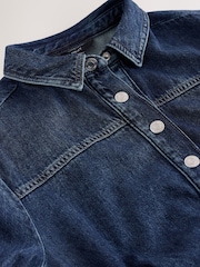 Dark Blue Long Sleeve Midi Denim Shirt Dress - Image 3 of 3