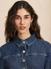 Dark Blue Long Sleeve Midi Denim Shirt Dress - Image 5 of 8