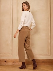 Love & Roses Tan Brown Wide Crop Faux Suede Trousers - Image 5 of 5