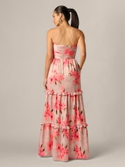 Adrianna Papell Pink Printed Satin Long Dress - Image 2 of 6