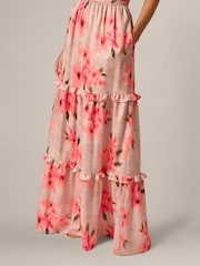 Adrianna Papell Pink Printed Satin Long Dress - Image 5 of 6