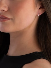 Beaverbrooks Silver Tone Cubic Zirconia Huggie Hoop Earrings - Image 1 of 3