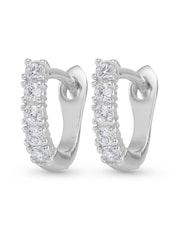 Beaverbrooks Silver Tone Cubic Zirconia Huggie Hoop Earrings - Image 2 of 3
