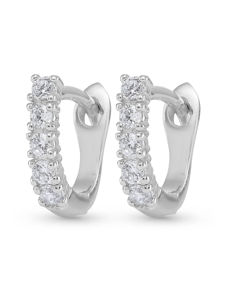 Beaverbrooks Silver Tone Cubic Zirconia Huggie Hoop Earrings - Image 2 of 3