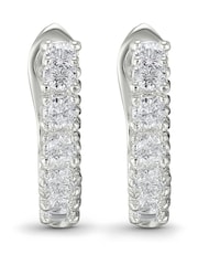 Beaverbrooks Silver Tone Cubic Zirconia Huggie Hoop Earrings - Image 3 of 3