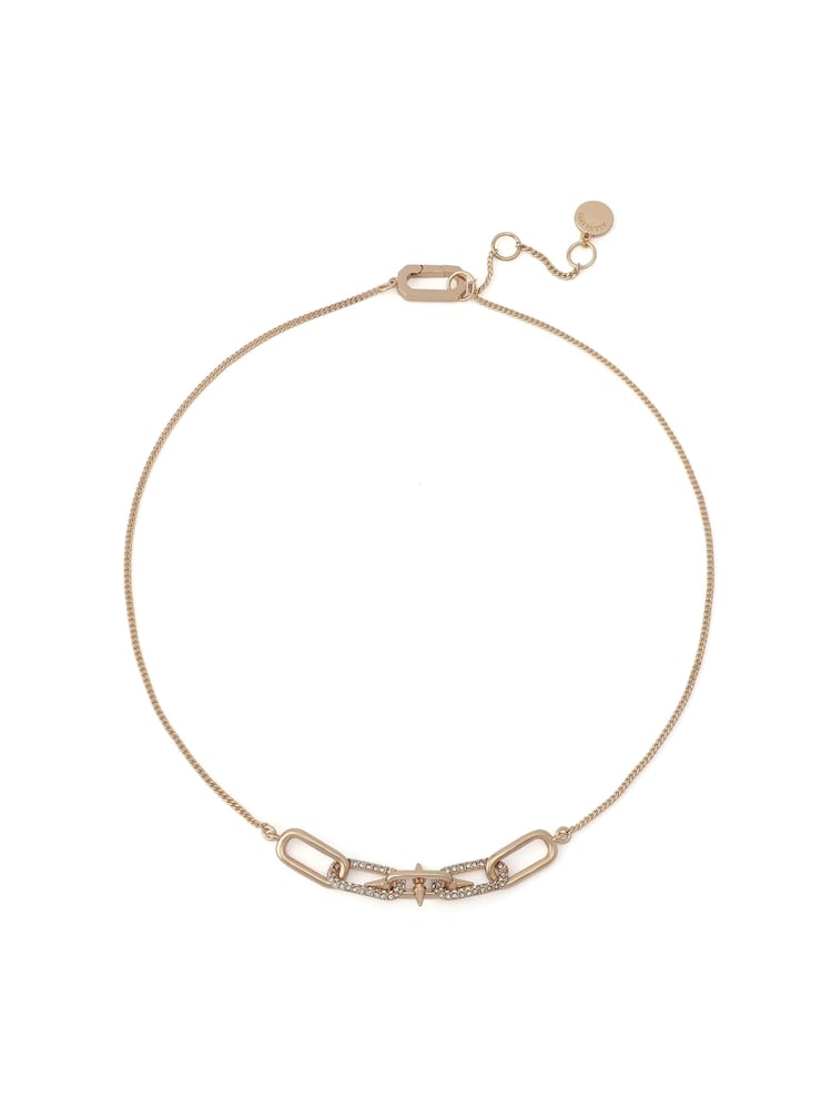 AllSaints Gold Tone Laio Pavé Spike Link Bib Necklace - Image 1 of 5