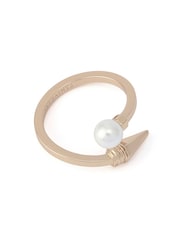 AllSaints Gold Tone Hazel Pearl Spike Band Ring - Image 1 of 3