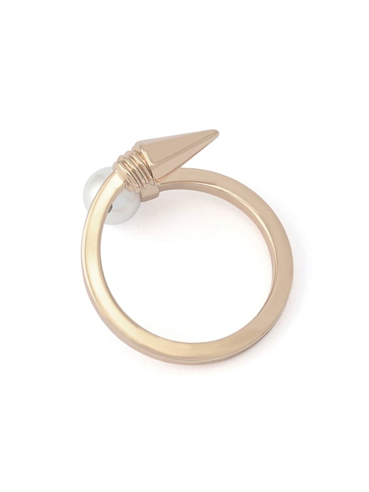 AllSaints Gold Tone Hazel Pearl Spike Band Ring - Image 3 of 3