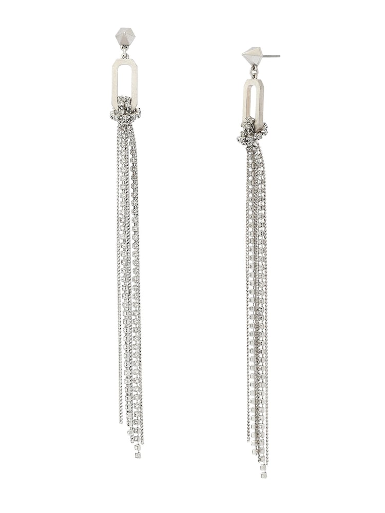 AllSaints Silver Tone April Chain Fringe Earrings - Image 1 of 3