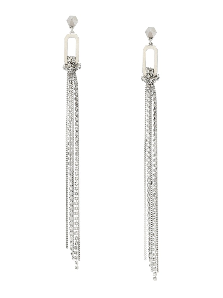 AllSaints Silver Tone April Chain Fringe Earrings - Image 2 of 3