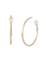 AllSaints Gold Tone Hazel Pearl Hoop Earrings - Image 1 of 3