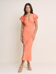 Nobodys Child Orange Layla Midi Dress - Image 1 of 5