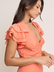 Nobodys Child Orange Layla Midi Dress - Image 3 of 5