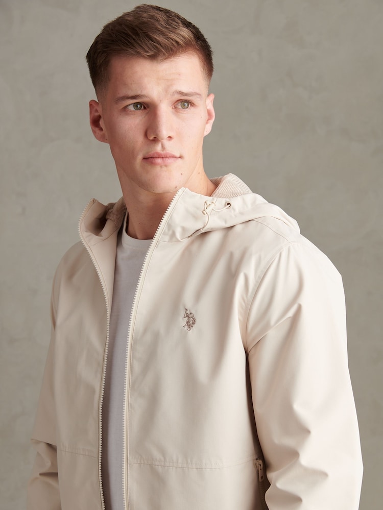 U.S. Polo Assn Natural Hooded Windbreaker Jacket - Image 2 of 9