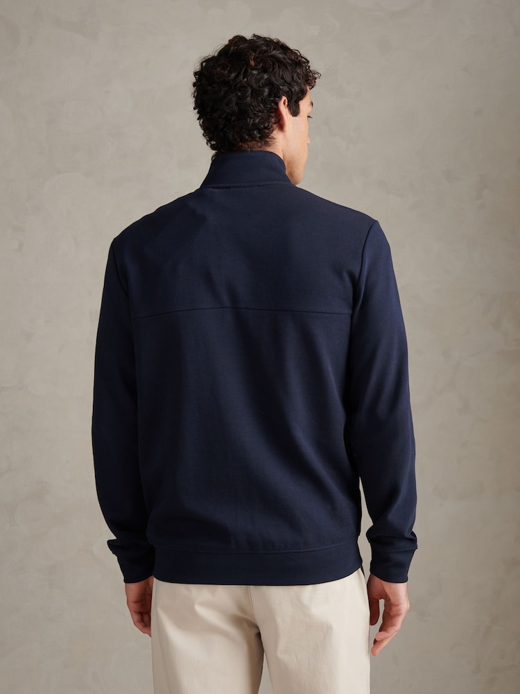 U.S. Polo Assn Blue Luxe Double Horsemen Zip Through Funnel Sweat Top - Image 2 of 7