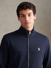 U.S. Polo Assn Blue Luxe Double Horsemen Zip Through Funnel Sweat Top - Image 4 of 7