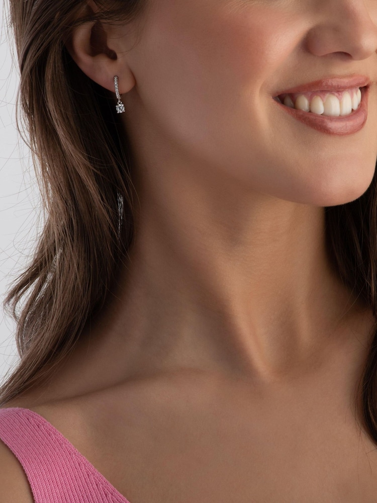 Beaverbrooks Sterling Silver Cubic Zirconia Huggie Hoop Earrings - Image 1 of 2